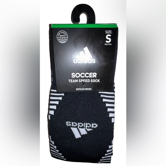 Adidas Team Speed OTC Soccer Socks 1 Pair Youth 13C-4Y Black & White w Logo NEW! - Picture 1 of 10